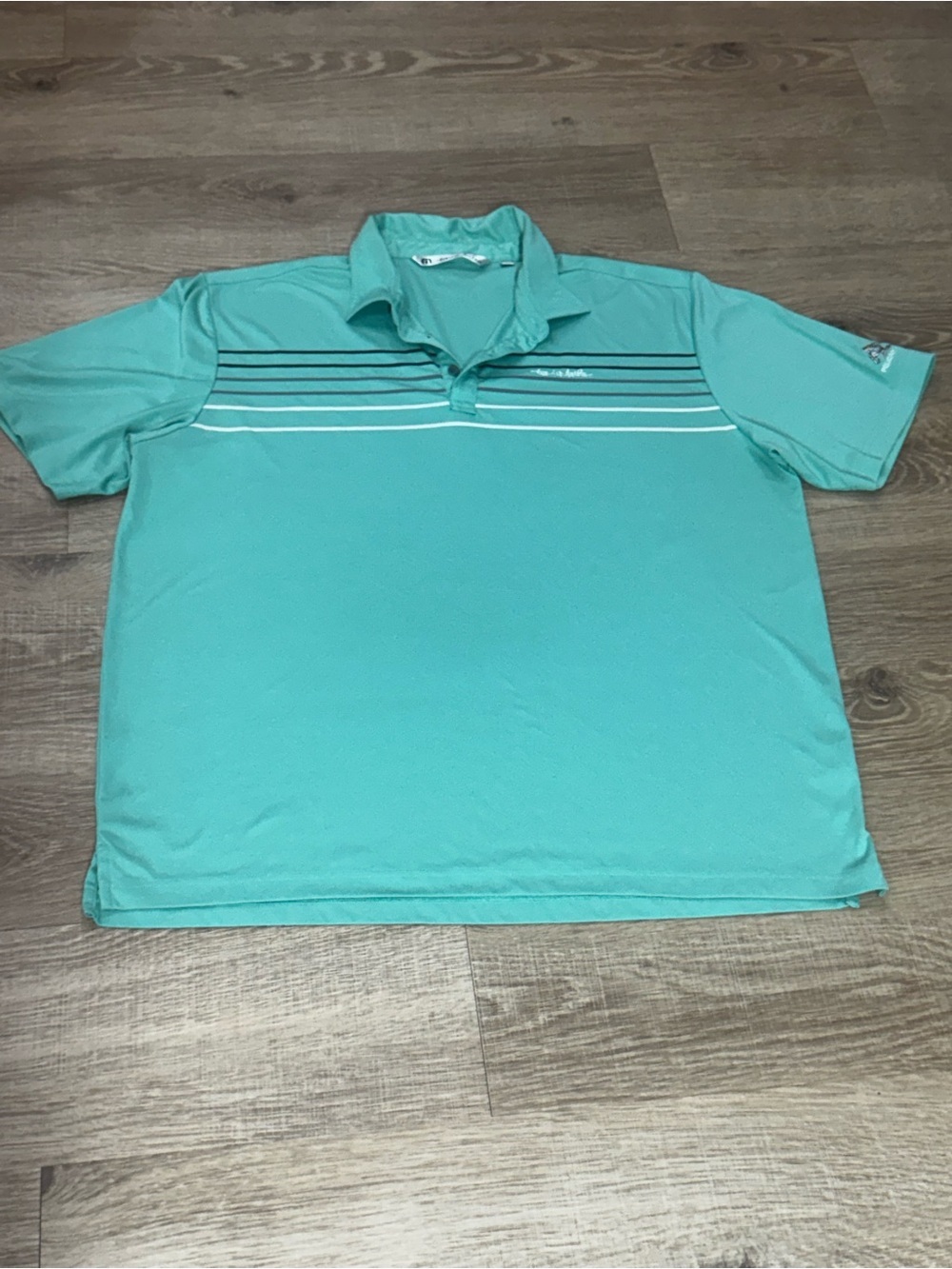 Travis Mathew Aqua Polo with Horizontal Chest Stripes XXL